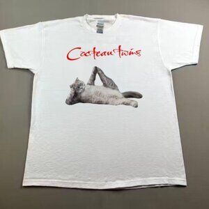 Cocteau Twins Cat Graphic T-shirt– Band Tee – Cute Aesthetic White